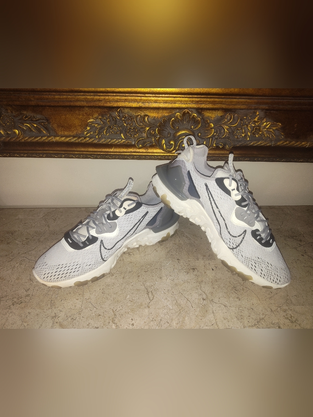 Nike React Vision "Vast Grey" Sneakers in White and Grey